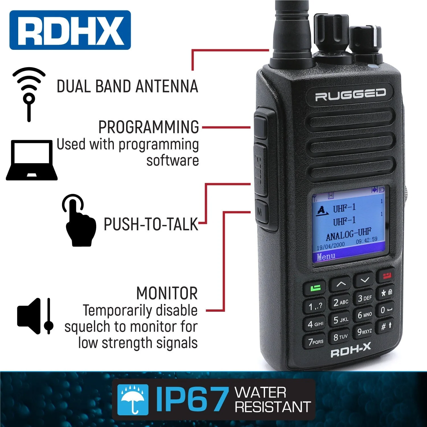 Radio RDH-X resistente al agua - Digital y analógico - Amarillo - Imagen 3